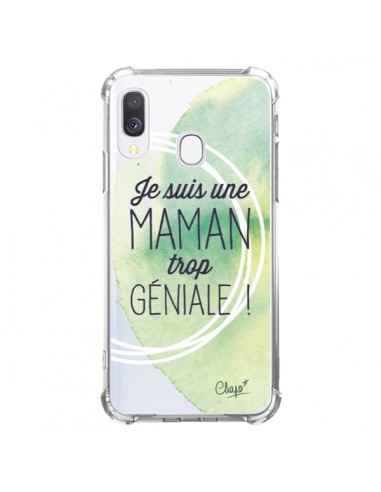 Coque Samsung Galaxy A40 Je suis une Maman trop Géniale Vert Transparente - Chapo