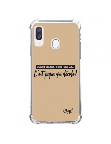 Coque Samsung Galaxy A40 C'est Papa qui Décide Beige - Chapo