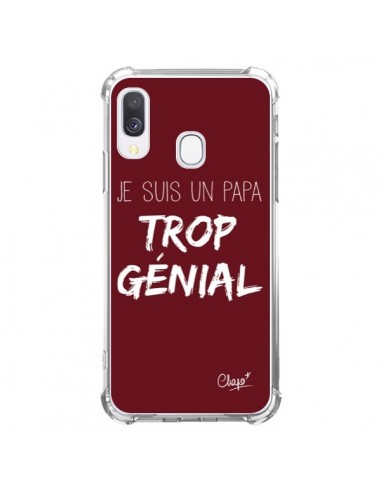 Coque Samsung Galaxy A40 Je suis un Papa trop Génial Rouge Bordeaux - Chapo