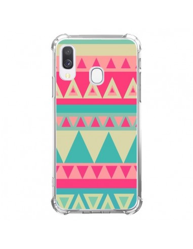 Coque Samsung Galaxy A40 Azteque Rose Vert - Eleaxart