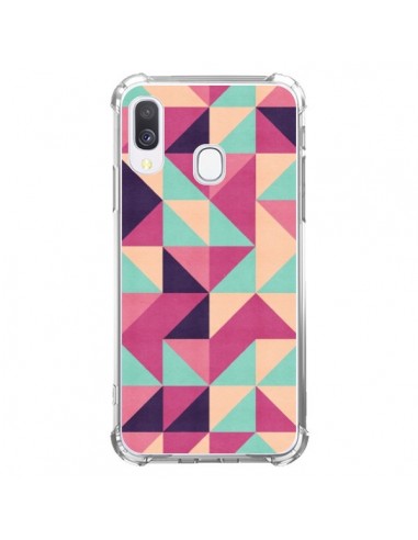 Coque Samsung Galaxy A40 Azteque Triangle Rose Vert - Eleaxart