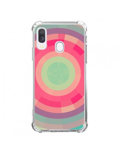 Coque Samsung Galaxy A40 Spirale de Couleurs Rose Vert - Eleaxart