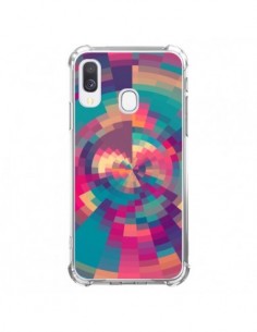 Coque Samsung Galaxy A40 Spirales de Couleurs Rose Violet...