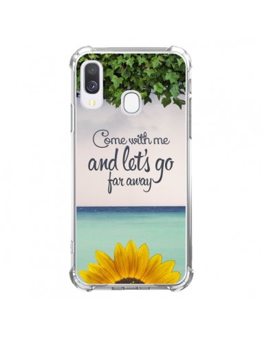 Coque Samsung Galaxy A40 Let's Go Far Away Flower Fleur Tournesol - Eleaxart