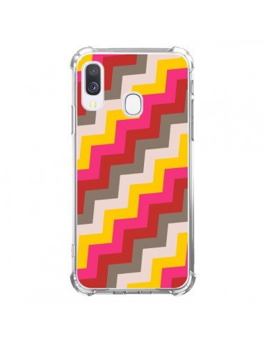 Coque Samsung Galaxy A40 Lignes Triangle Azteque Rose Rouge - Eleaxart