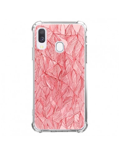 Coque Samsung Galaxy A40 Courbes Meandre Rouge Cerise -  Léa Clément