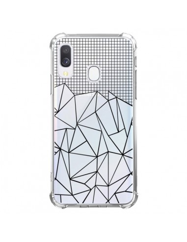 Coque Samsung Galaxy A40 Lignes Grille Grid Abstract Noir Transparente - Project M