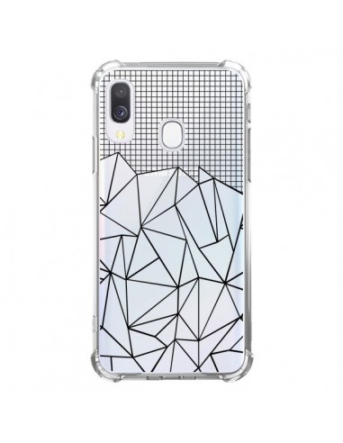 Coque Samsung Galaxy A40 Lignes Grille Grid Abstract Noir Transparente - Project M