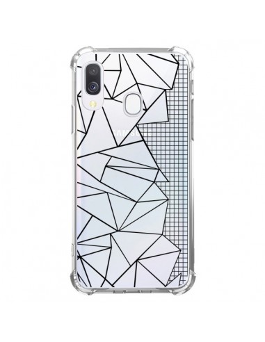 Coque Samsung Galaxy A40 Lignes Grilles Side Grid Abstract Noir Transparente - Project M