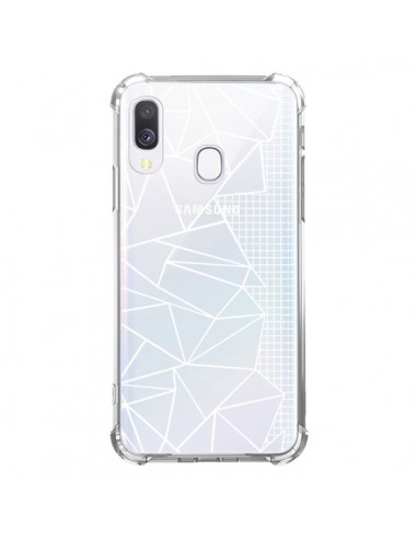 Coque Samsung Galaxy A40 Lignes Grilles Side Grid Abstract Blanc Transparente - Project M