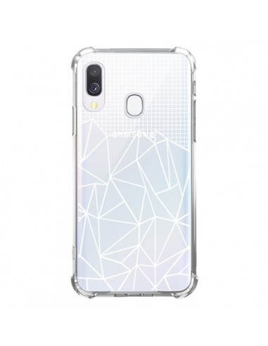 Coque Samsung Galaxy A40 Lignes Grilles Grid Abstract Blanc Transparente - Project M