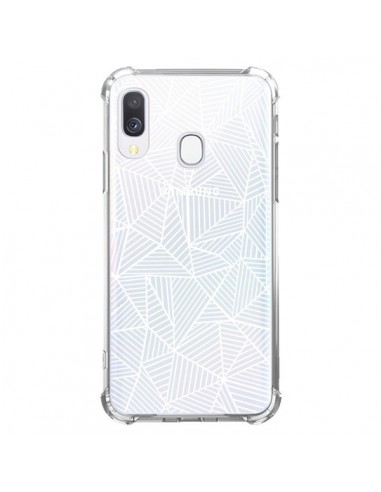 Coque Samsung Galaxy A40 Lignes Grilles Triangles Full Grid Abstract Blanc Transparente - Project M