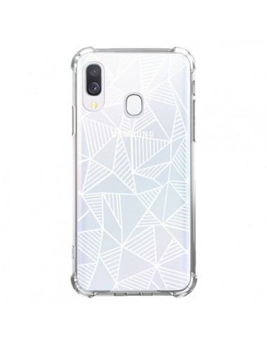 Coque Samsung Galaxy A40 Lignes Grilles Triangles Grid Abstract Blanc Transparente - Project M