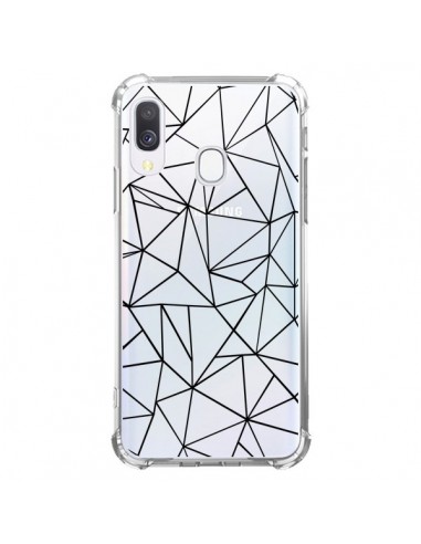 Coque Samsung Galaxy A40 Lignes Triangles Grid Abstract Noir Transparente - Project M
