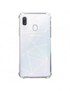 Coque Samsung Galaxy A40 Lignes Points Abstract Blanc...