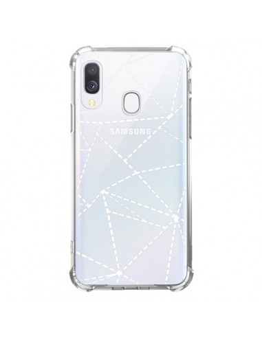 Coque Samsung Galaxy A40 Lignes Points Abstract Blanc Transparente - Project M
