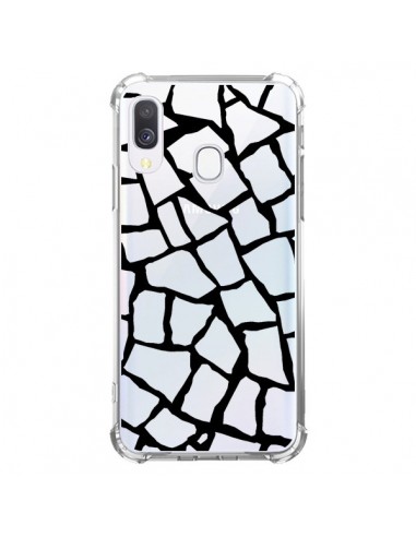 Coque Samsung Galaxy A40 Girafe Mosaïque Noir Transparente - Project M