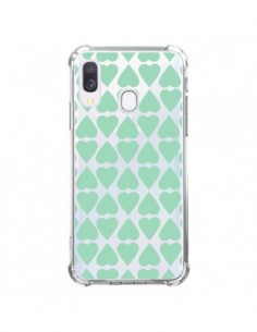 Coque Samsung Galaxy A40 Coeurs Heart Mint Bleu Vert...