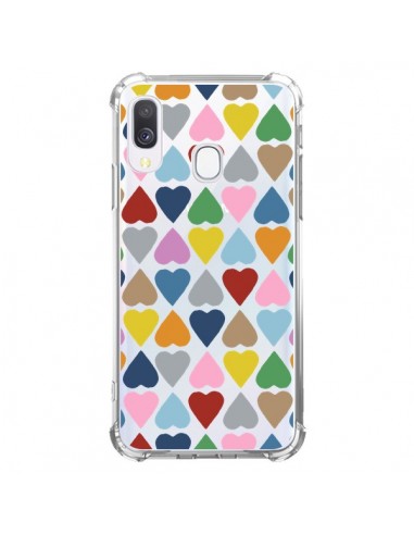 Coque Samsung Galaxy A40 Coeurs Heart Couleur Transparente - Project M