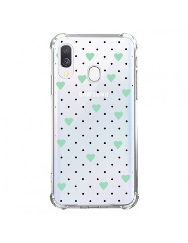 Coque Samsung Galaxy A40 Point Coeur Mint Bleu Vert Pin Point Heart Transparente - Project M