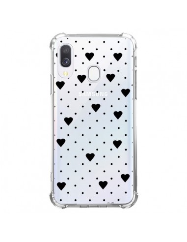 Coque Samsung Galaxy A40 Point Coeur Noir Pin Point Heart Transparente - Project M