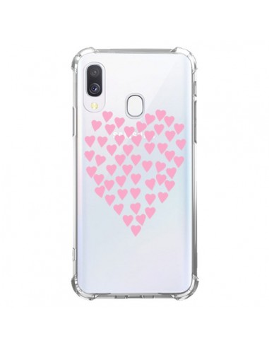 Coque Samsung Galaxy A40 Coeurs Heart Love Rose Pink Transparente - Project M