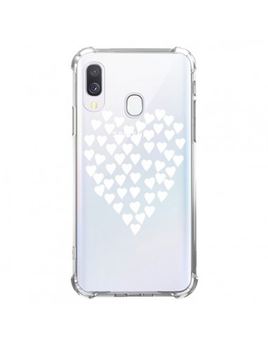 Coque Samsung Galaxy A40 Coeurs Heart Love Blanc Transparente - Project M