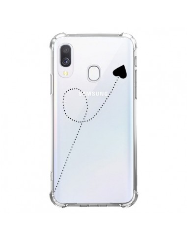 Coque Samsung Galaxy A40 Travel to your Heart Noir Voyage Coeur Transparente - Project M