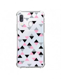 Coque Samsung Galaxy A40 Triangles Pink Rose Noir...