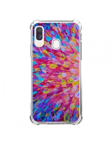 Coque Samsung Galaxy A40 Fleurs Bleues Roses Splash - Ebi Emporium