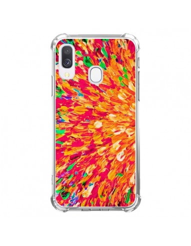 Coque Samsung Galaxy A40 Fleurs Oranges Neon Splash - Ebi Emporium