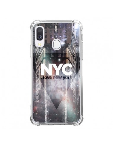 Coque Samsung Galaxy A40 I Love New York City Violet - Javier Martinez
