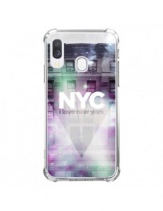 Coque Samsung Galaxy A40 I Love New York City Violet Vert...