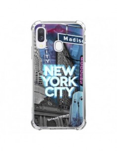 Coque Samsung Galaxy A40 New York City Buildings Bleu -...