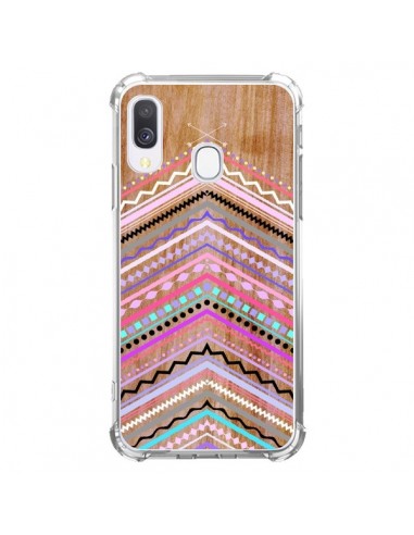 Coque Samsung Galaxy A40 Purple Chevron Wild Wood Bois Azteque Aztec Tribal - Jenny Mhairi