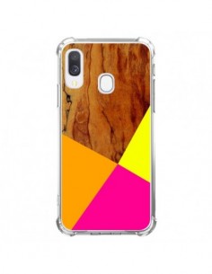 Coque Samsung Galaxy A40 Wooden Colour Block Bois Azteque...