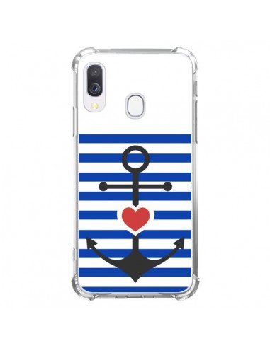 Coque Samsung Galaxy A40 Mariniere Encre Marin Coeur - Jonathan Perez