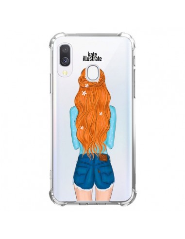Coque Samsung Galaxy A40 Red Hair Don't Care Rousse Transparente - kateillustrate