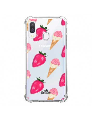 Coque Samsung Galaxy A40 Strawberry Ice Cream Fraise Glace Transparente - kateillustrate