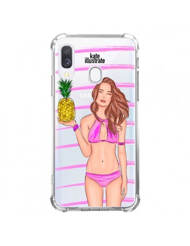 Coque Samsung Galaxy A40 Malibu Ananas Plage Ete Rose Transparente - kateillustrate