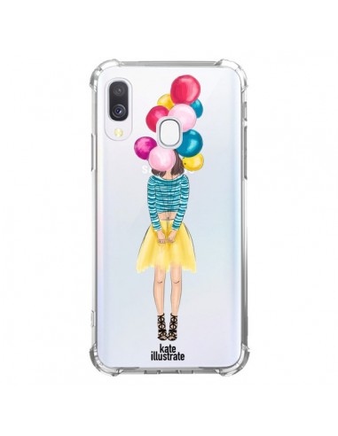 Coque Samsung Galaxy A40 Girls Balloons Ballons Fille Transparente - kateillustrate