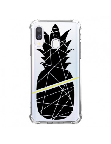 Coque Samsung Galaxy A40 Ananas Noir Transparente - Koura-Rosy Kane