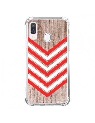 Coque Samsung Galaxy A40 Tribal Aztèque Bois Wood Flèche Rouge Blanc - Laetitia