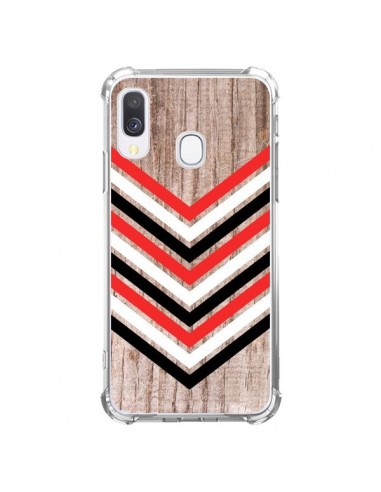 Coque Samsung Galaxy A40 Tribal Aztèque Bois Wood Flèche Rouge Blanc Noir - Laetitia