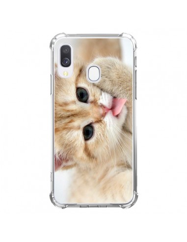Coque Samsung Galaxy A40 Chat Cat Tongue - Laetitia