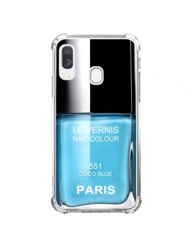 Coque Samsung Galaxy A40 Vernis Paris Coco Blue Bleu - Laetitia