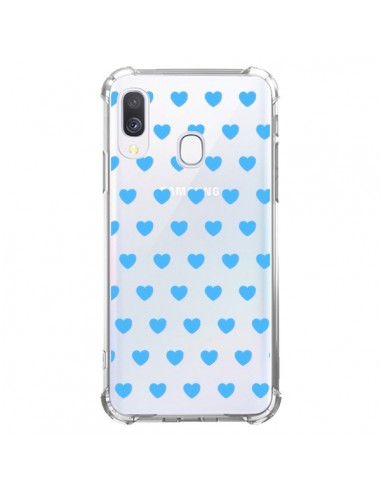 Coque Samsung Galaxy A40 Coeur Heart Love Amour Bleu Transparente - Laetitia