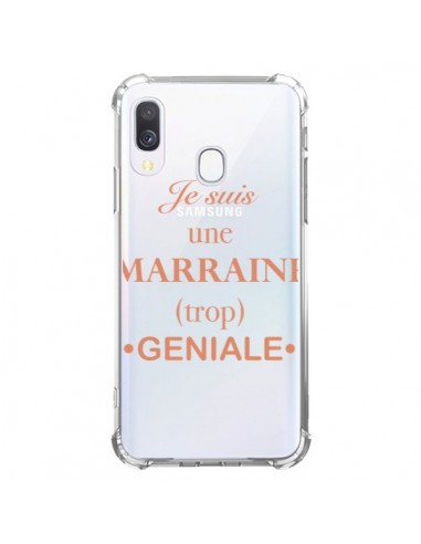 Coque Samsung Galaxy A40 Je suis une marraine trop géniale Transparente - Laetitia