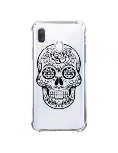 Coque Samsung Galaxy A40 Tête de Mort Mexicaine Noir Transparente - Laetitia