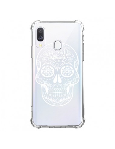 Coque Samsung Galaxy A40 Tête de Mort Mexicaine Blanche Transparente - Laetitia